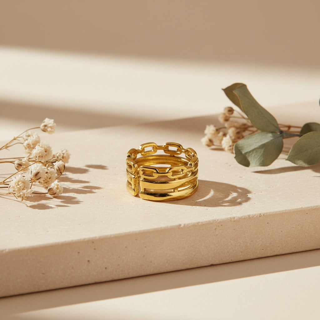 ORIA Triple Banded Stacked Ring | THE HUBBELL COLLECTIVE