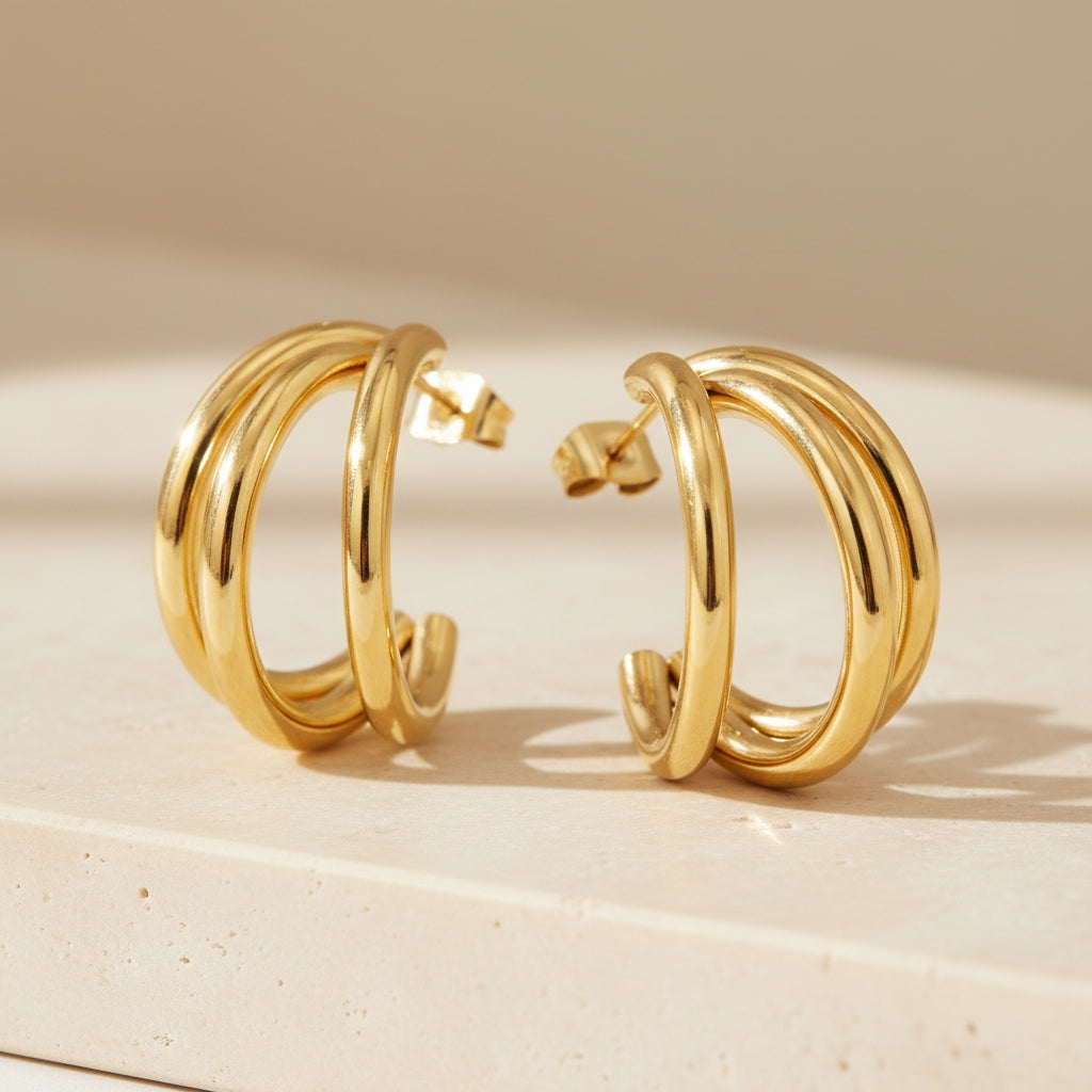 Triple C-Hoop Stud Earrings | THE HUBBELL COLLECTIVE