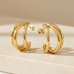 Triple C-Hoop Stud Earrings | THE HUBBELL COLLECTIVE