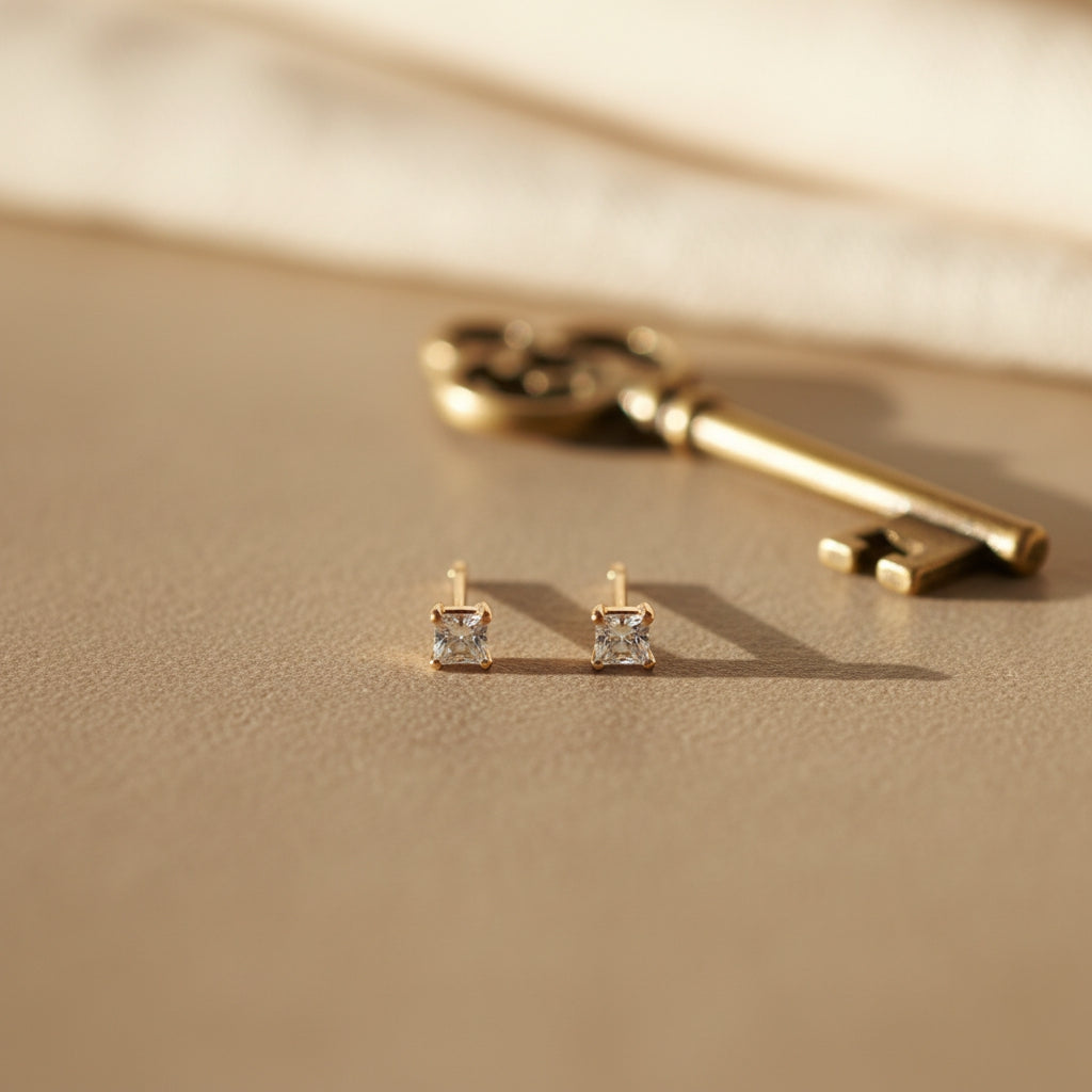 Square CZ Stud Earrings | THE HUBBELL COLLECTIVE