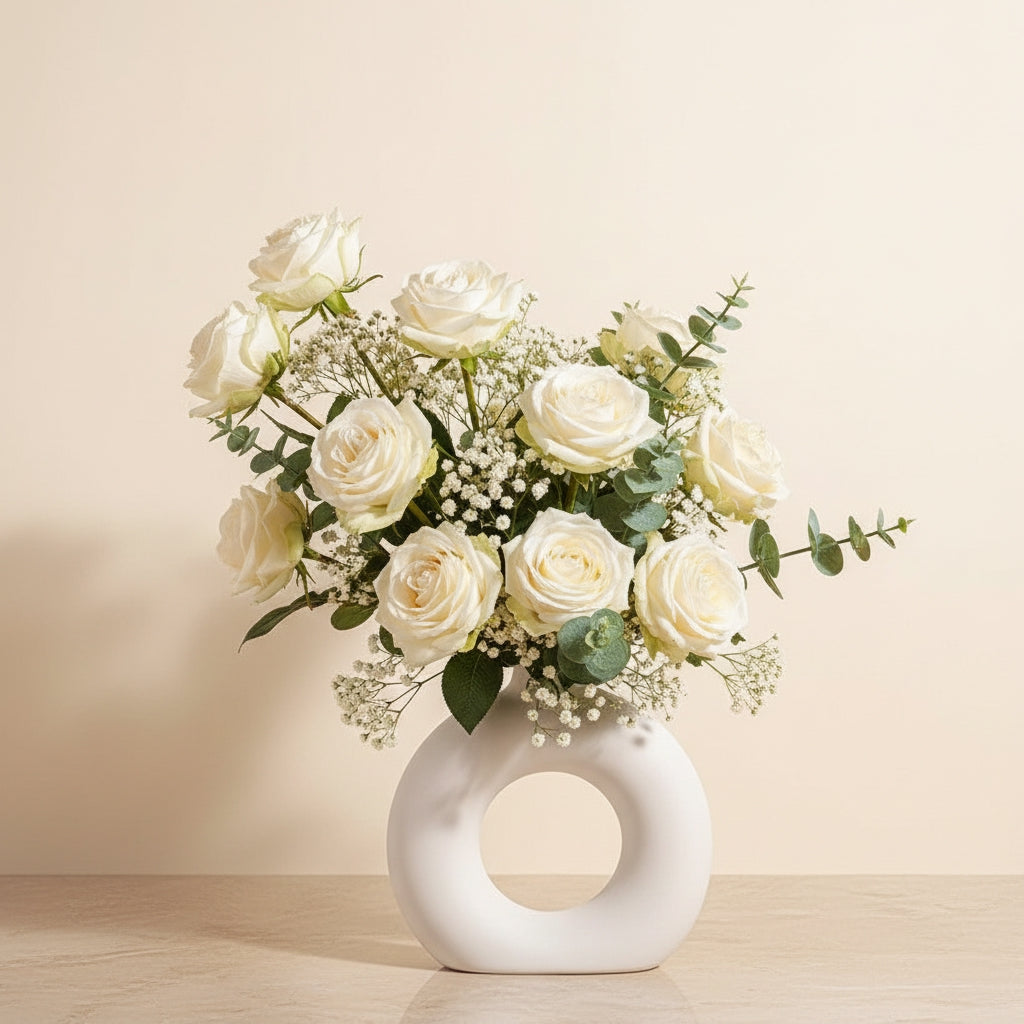 White Ceramic Donut Vase | THE HUBBELL COLLECTIVE