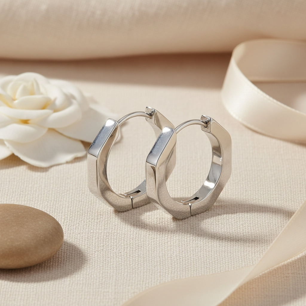 Hexagon Shaped Contemporary Hoop Earrings | THE HUBBELL COLLECTIVE