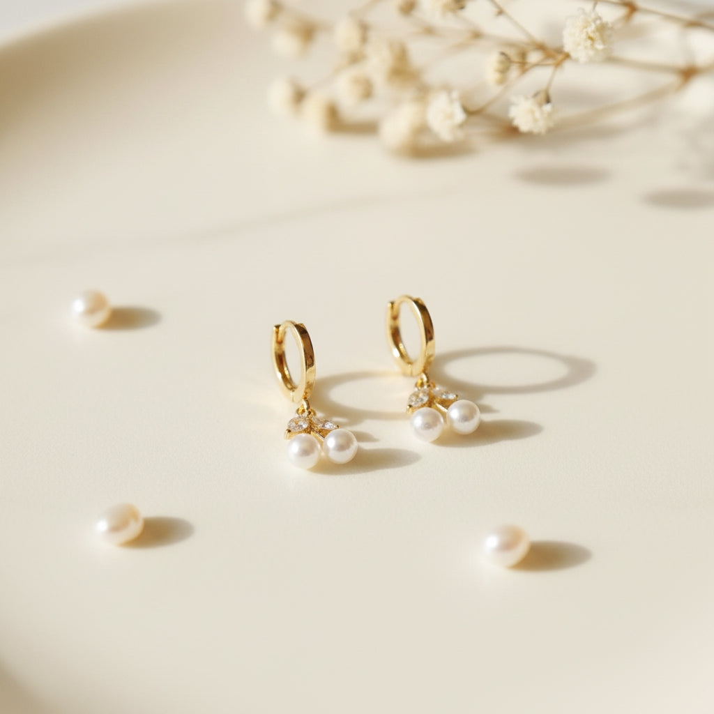 Betsy Pearl Cherry Huggie Hoops | THE HUBBELL COLLECTIVE