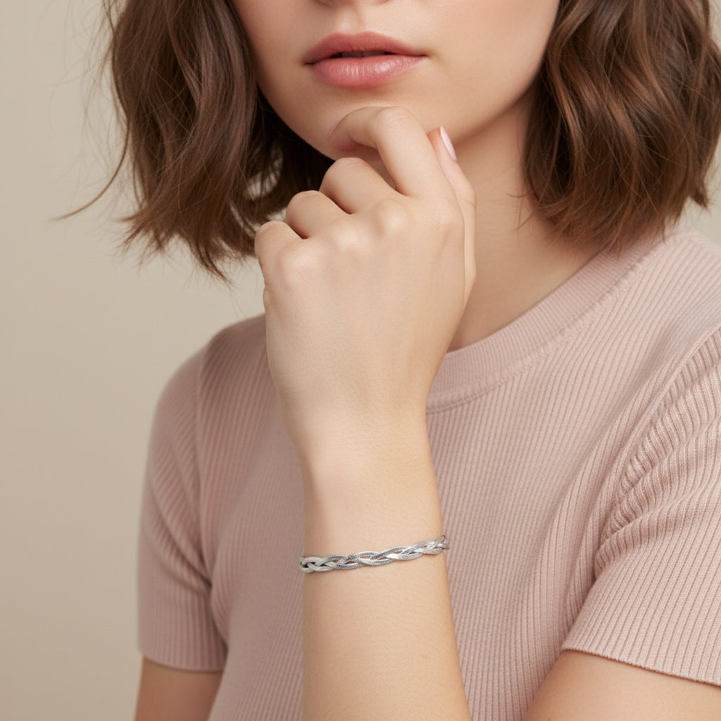 Intertwined Herringbone Snake Skin Textured Bracelet | THE HUBBELL COLLECTIVE