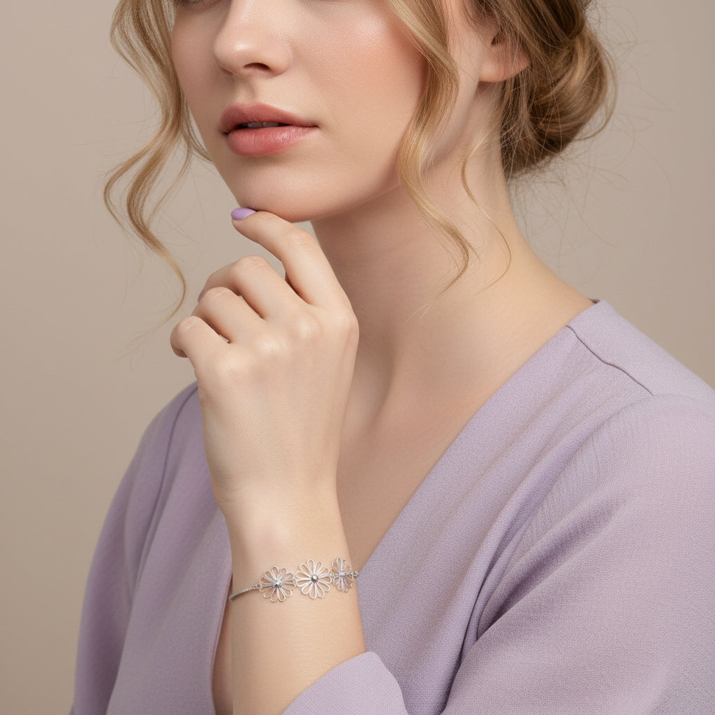 Adjustable Triple Flower Bracelet | THE HUBBELL COLLECTIVE