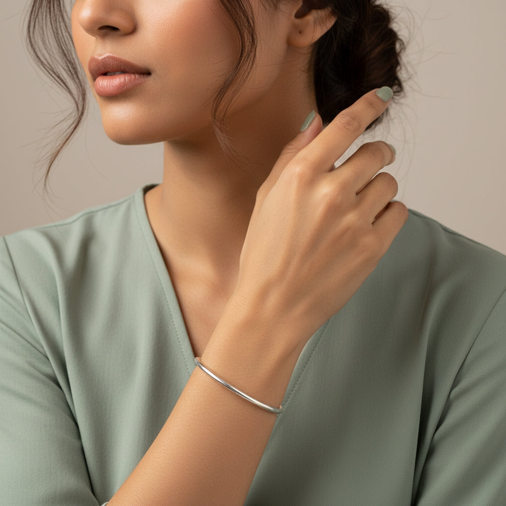 Gold & Silver Simple Pipe Bangle | THE HUBBELL COLLECTIVE