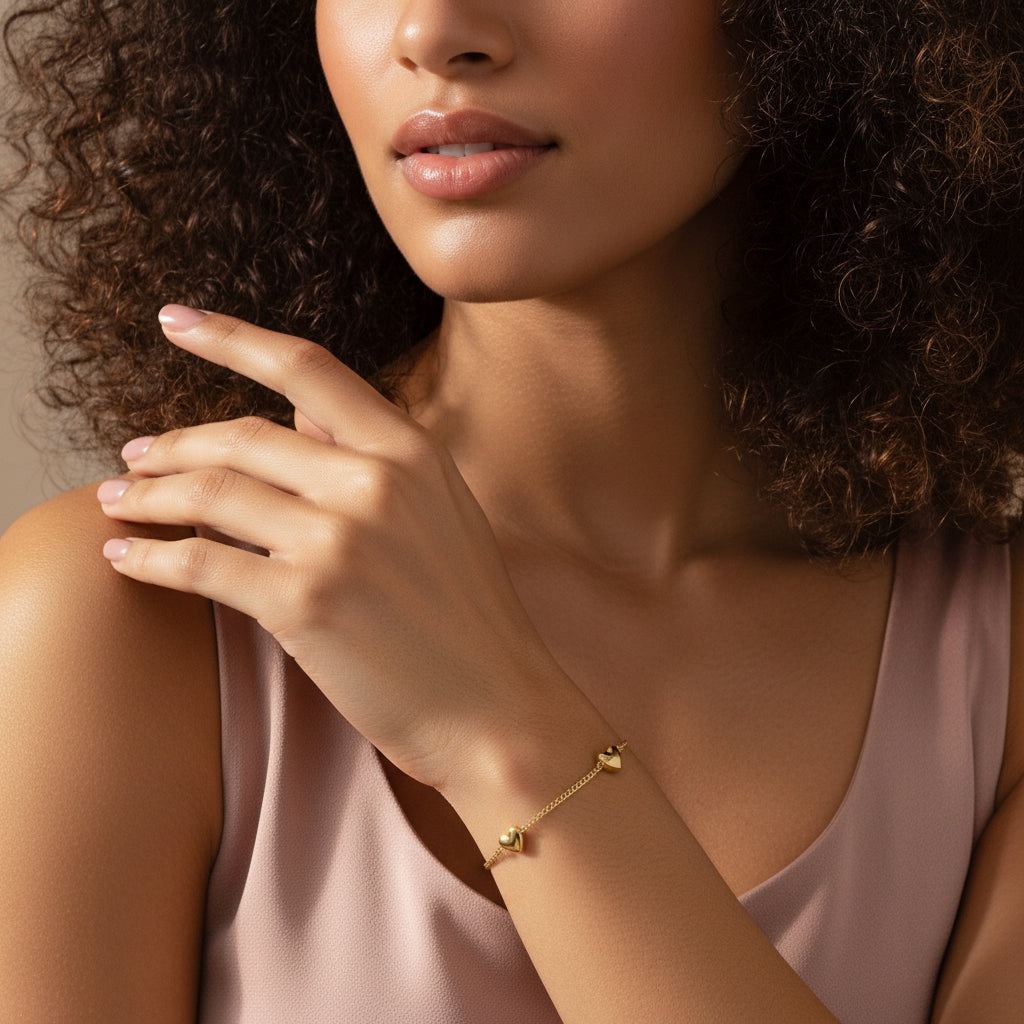 Peach Heart Charm Bracelet | THE HUBBELL COLLECTIVE