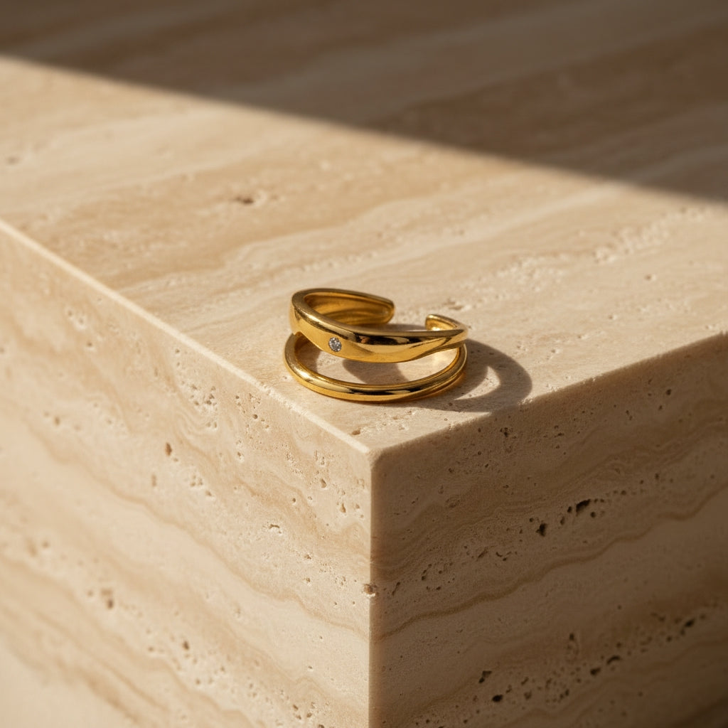 CARMELITA Double Band Solitaire Zirconia Ring | THE HUBBELL COLLECTIVE