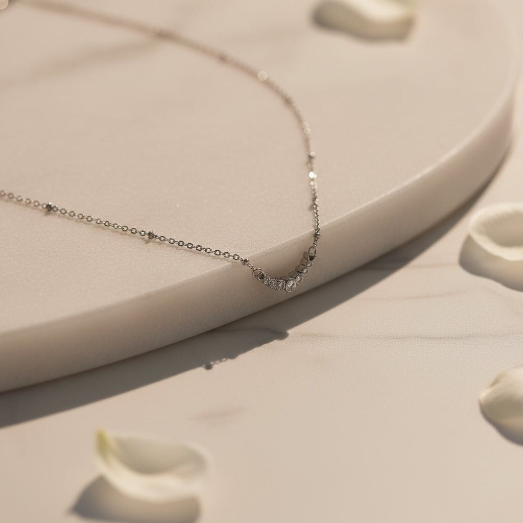 KIMI Beaded Chain Necklace with Pavé Zirconia Pendant | THE HUBBELL COLLECTIVE