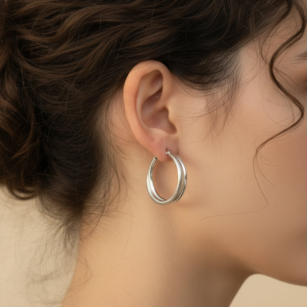 SAJAN Double Hoop Silver Earrings | THE HUBBELL COLLECTIVE