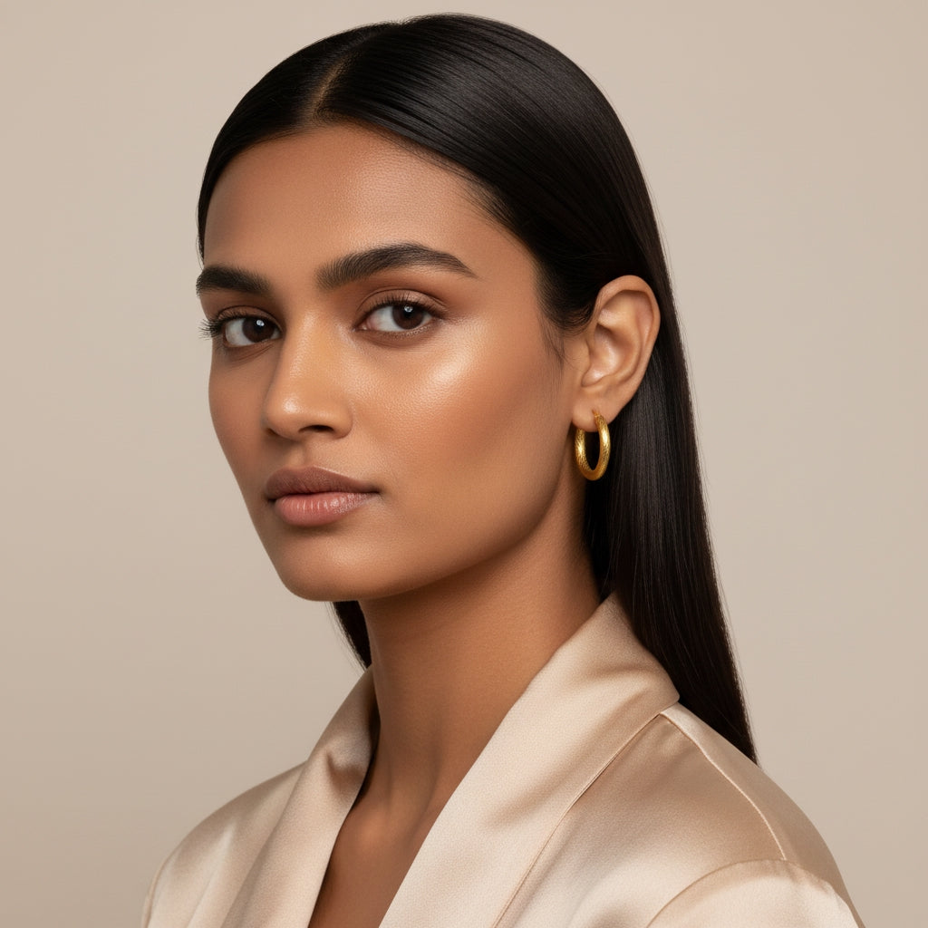 JUNKA Basket Weave Hoop Earrings in Gold | THE HUBBELL COLLECTIVE