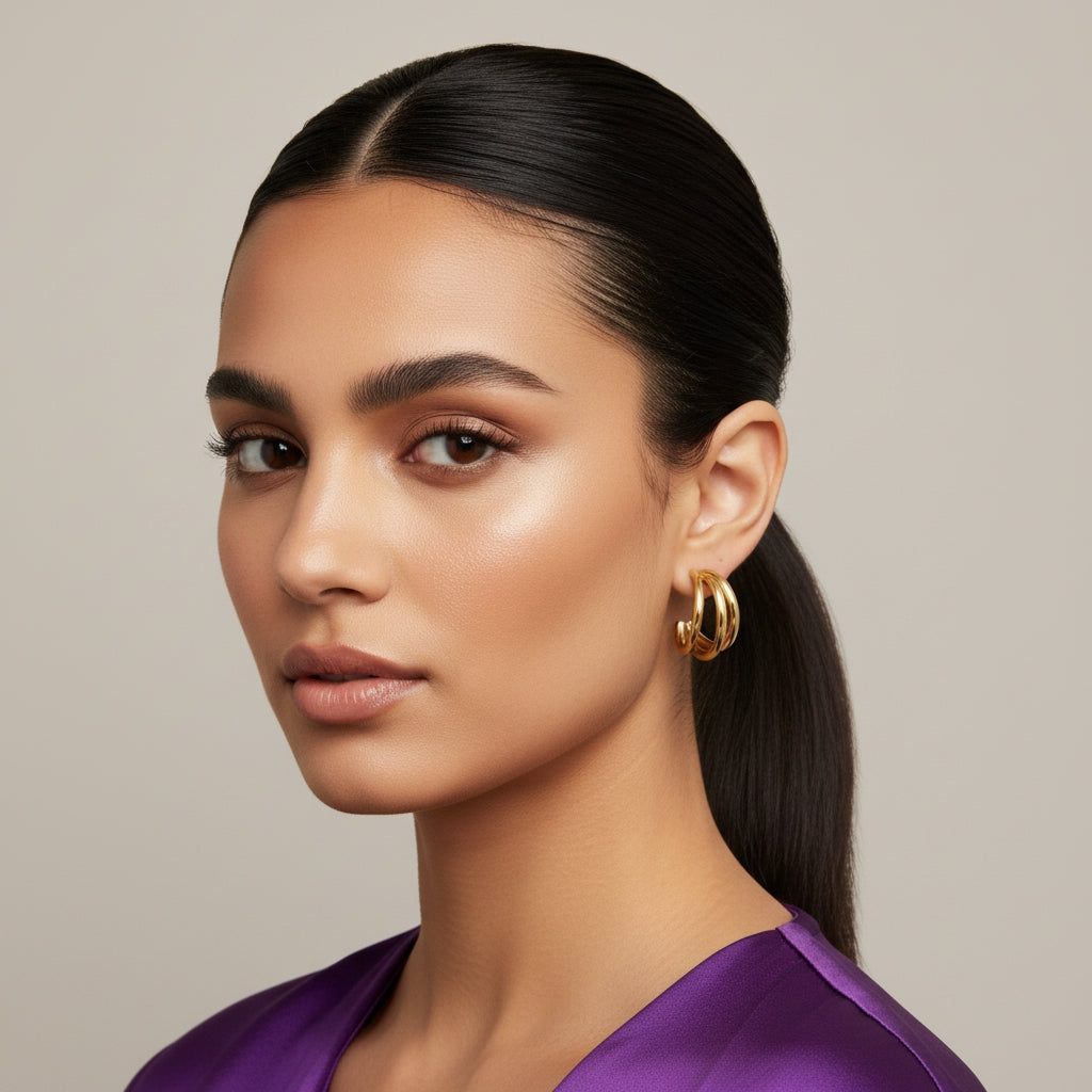 Triple C-Hoop Stud Earrings | THE HUBBELL COLLECTIVE