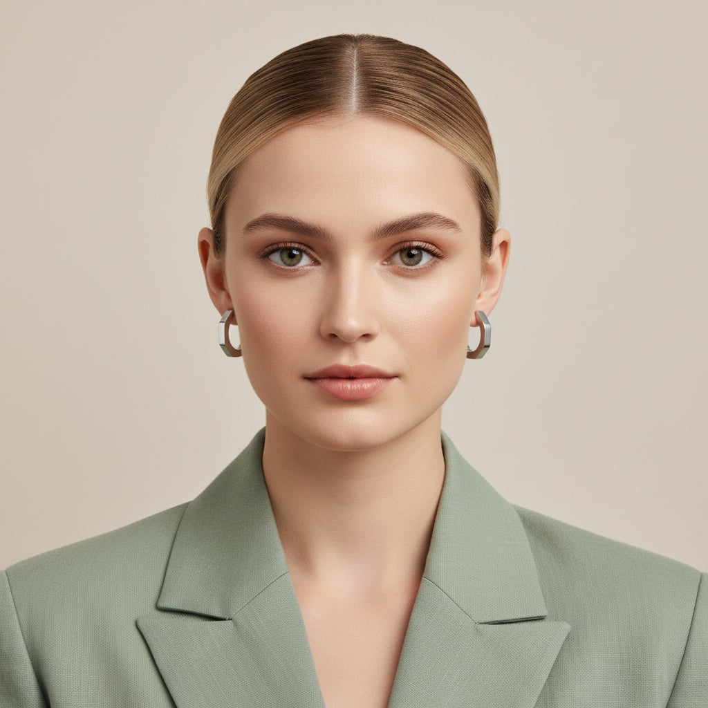 Hexagon Shaped Contemporary Hoop Earrings | THE HUBBELL COLLECTIVE