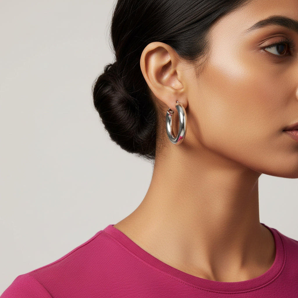 Semi-Wide Essential Hoop Earrings | THE HUBBELL COLLECTIVE