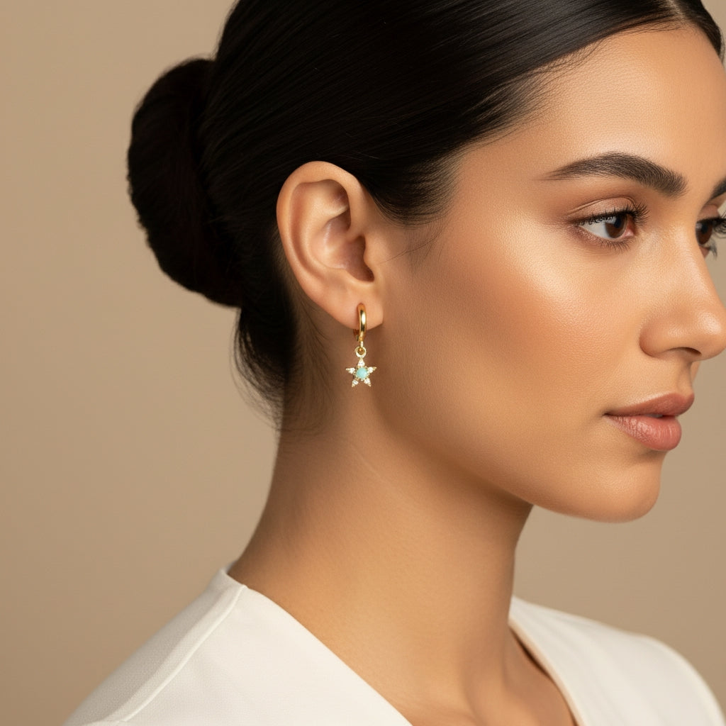 Nyla Opal Star Huggie Hoops | THE HUBBELL COLLECTIVE