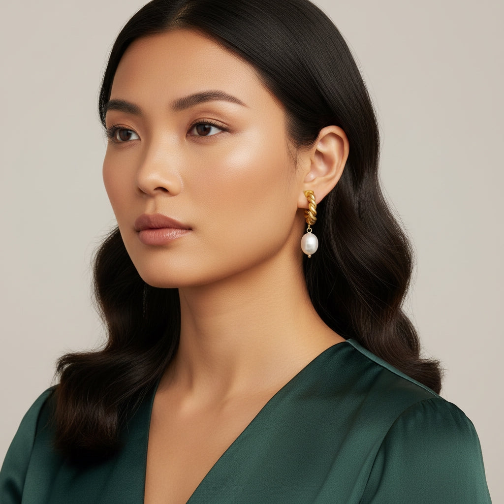 Gold Pearl Crescent Drops | THE HUBBELL COLLECTIVE
