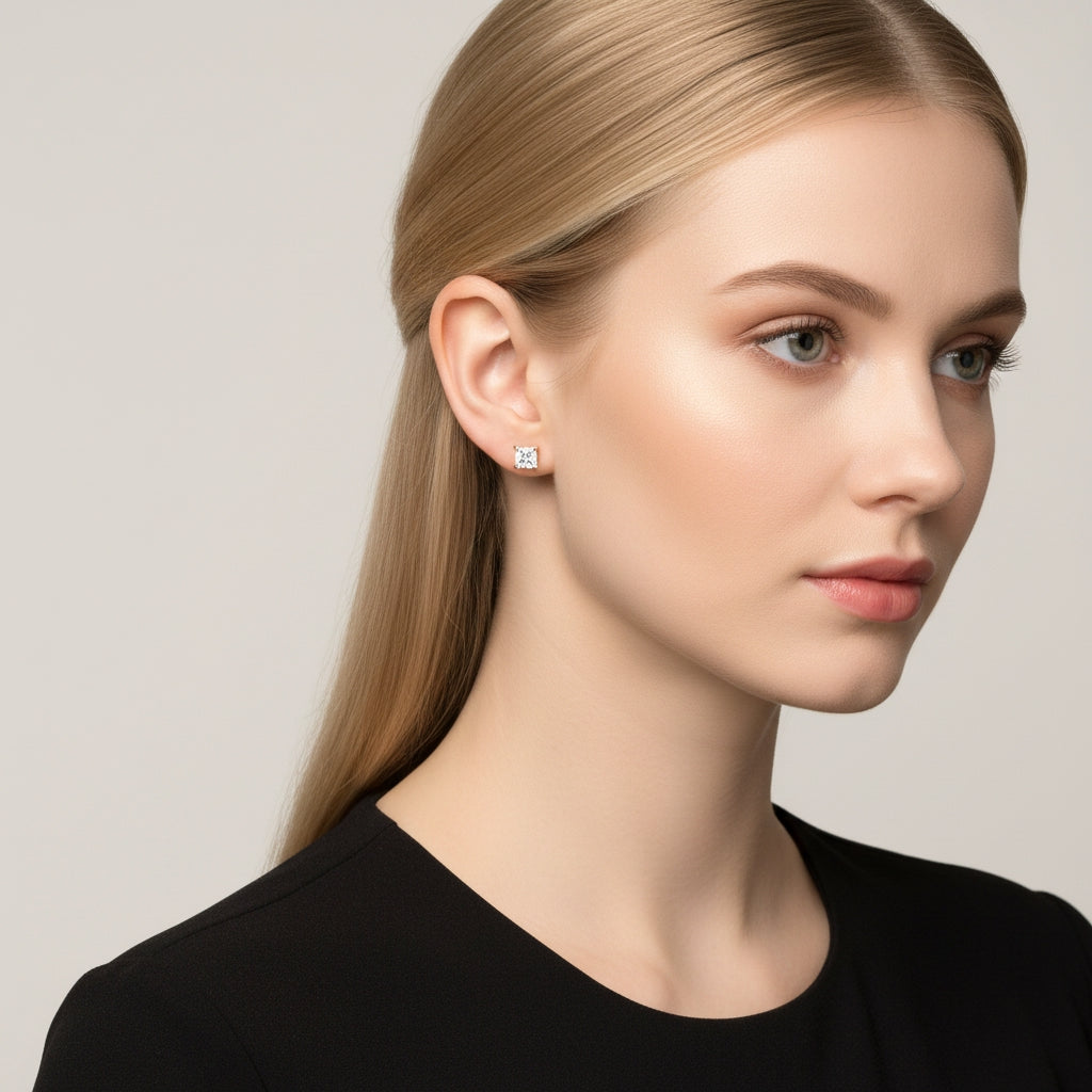 Square CZ Stud Earrings | THE HUBBELL COLLECTIVE