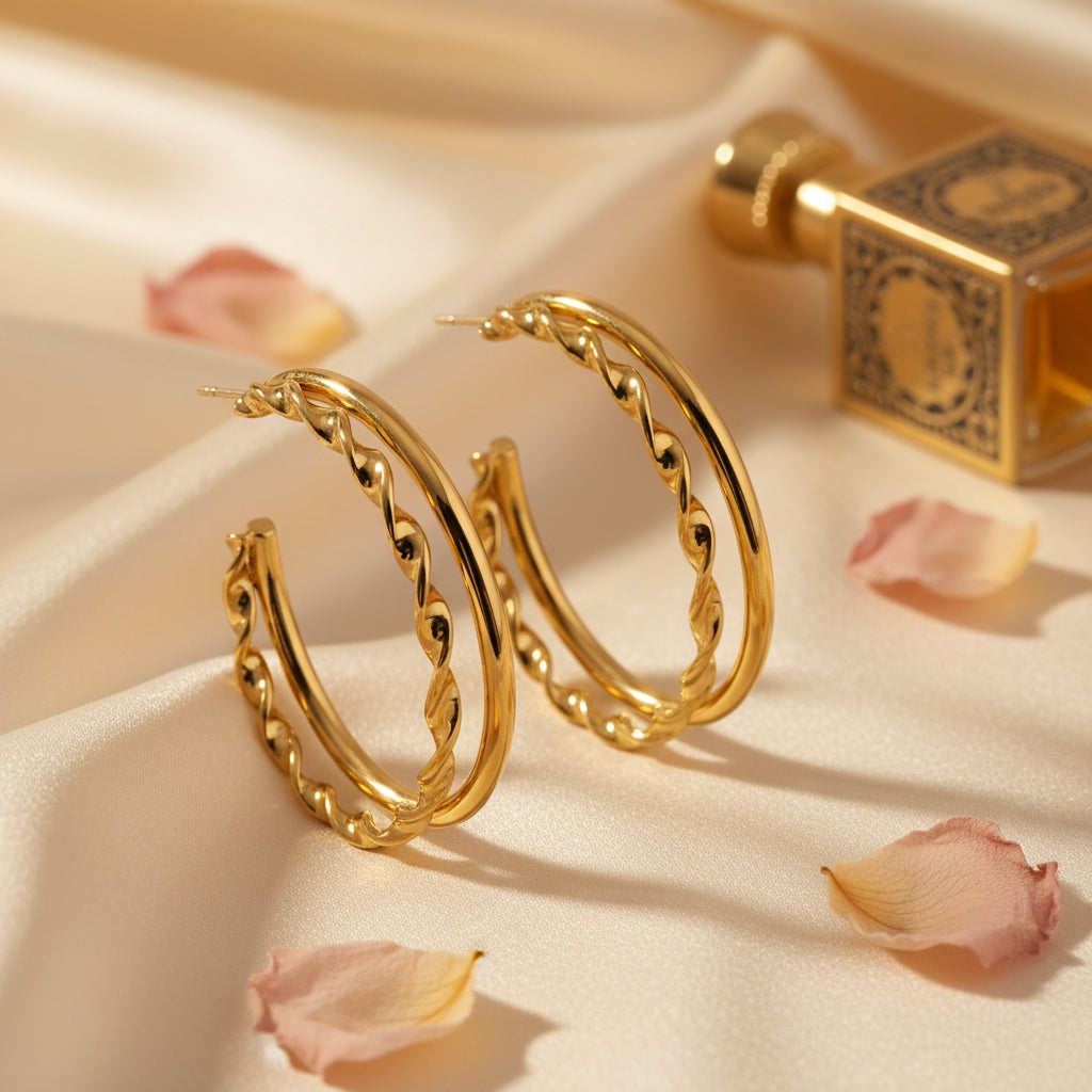 ESME Double Stacked Gold Hoop Earrings | THE HUBBELL COLLECTIVE