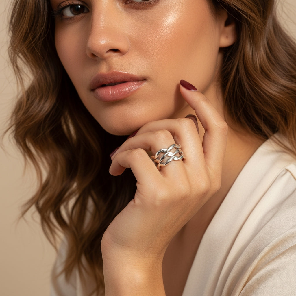 PAIGE Triple Stacked Wavy Silver Ring | THE HUBBELL COLLECTIVE