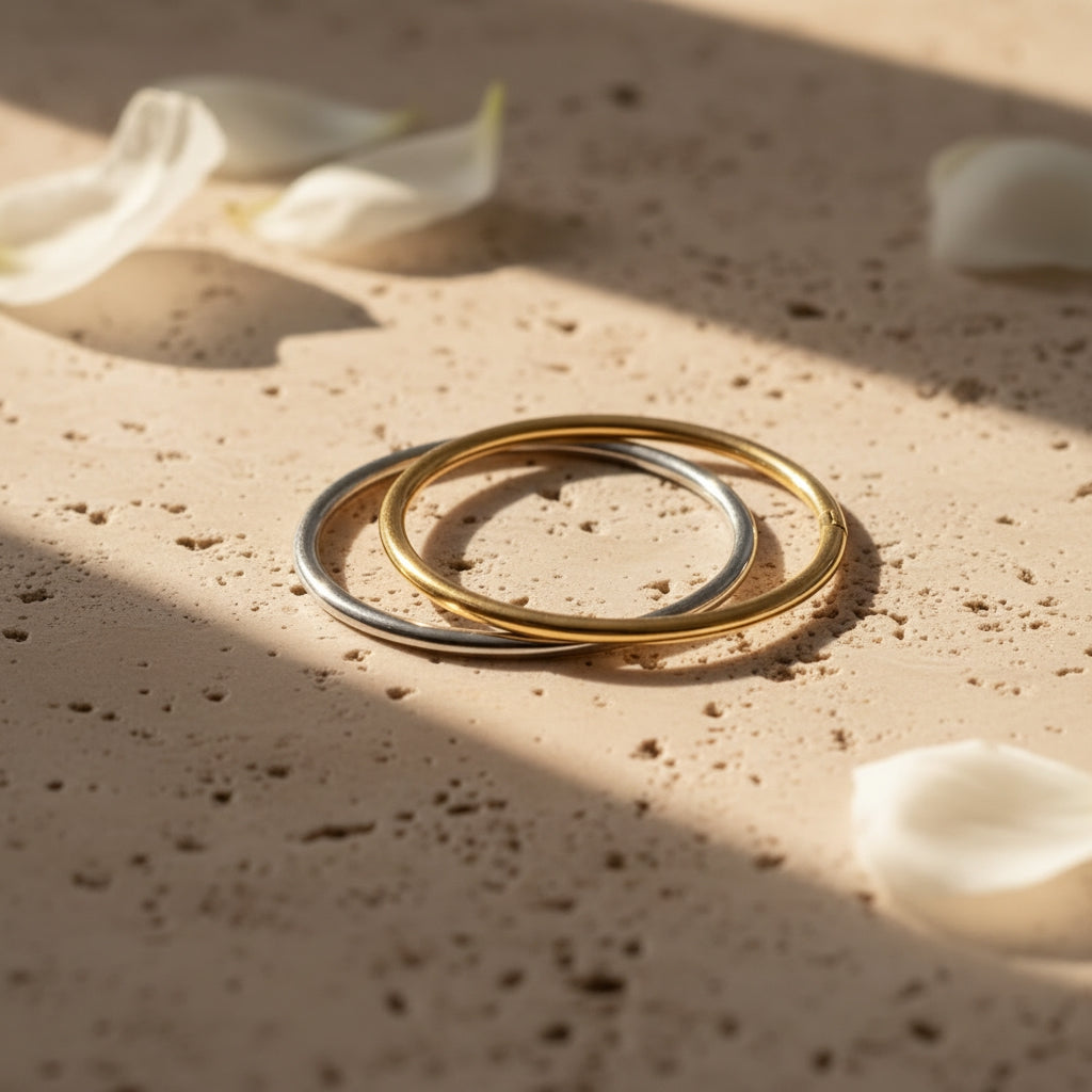 Gold & Silver Simple Pipe Bangle | THE HUBBELL COLLECTIVE