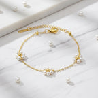 White Pearls Flower Bracelet | THE HUBBELL COLLECTIVE