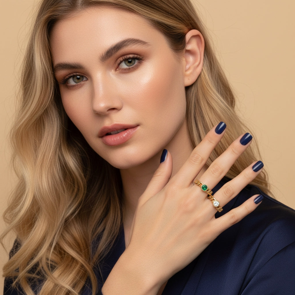 Contemporary Gem Gold Band Ring | THE HUBBELL COLLECTIVE