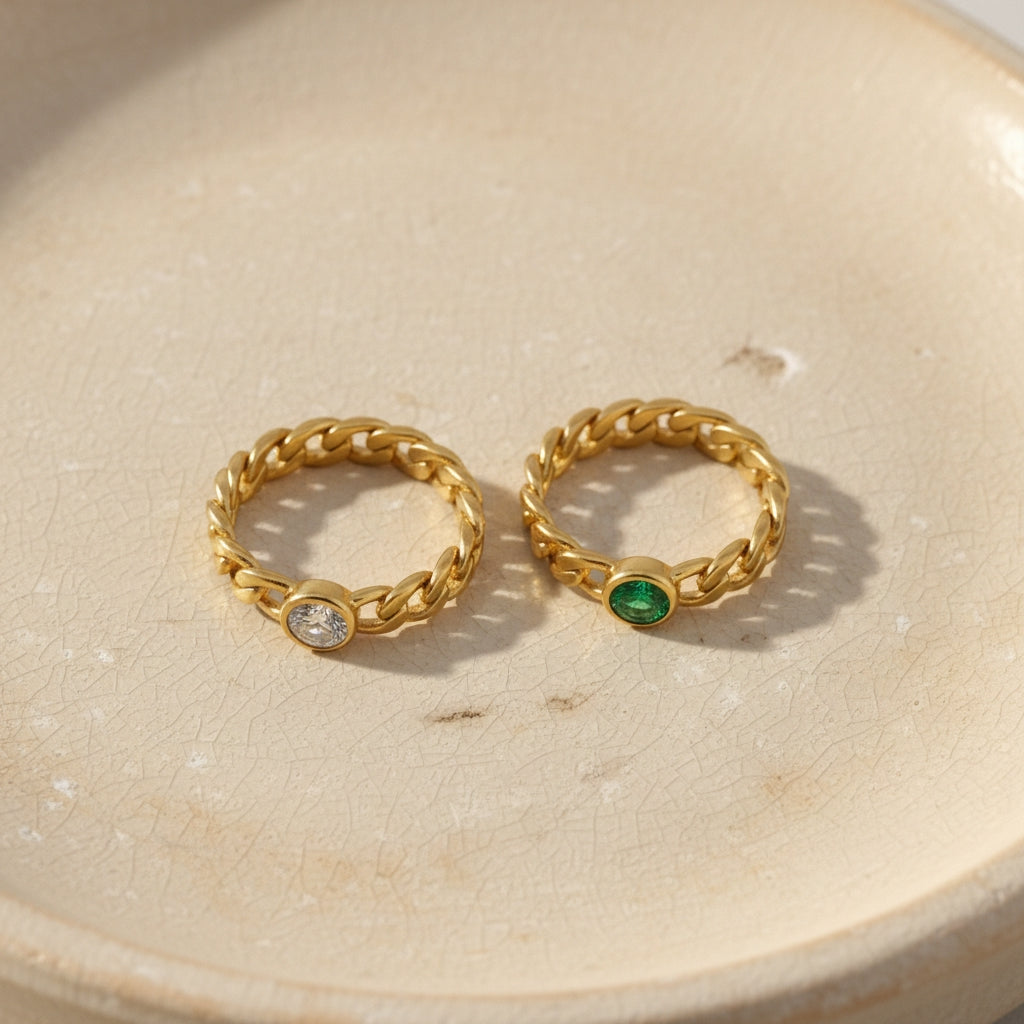 Contemporary Gem Gold Band Ring | THE HUBBELL COLLECTIVE