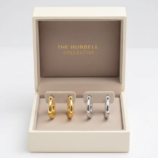 14K White Gold-Plated Sterling Silver Hoop Earrings | THE HUBBELL COLLECTIVE
