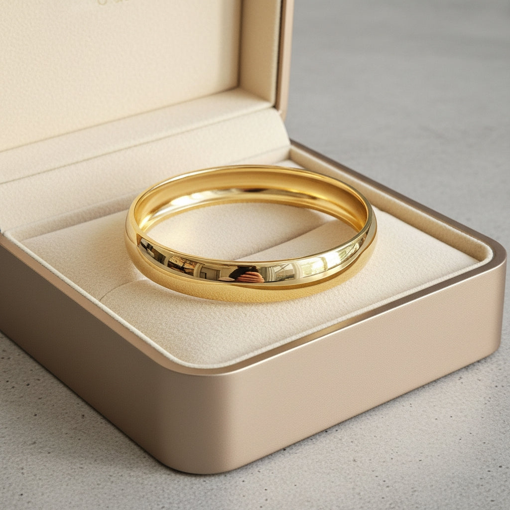 Mid Width Gold Band Bracelet | THE HUBBELL COLLECTIVE