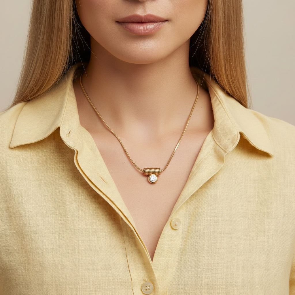 Snakeskin Chain Necklace with Spiral Pendant in Gold | THE HUBBELL COLLECTIVE