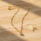 Solitaire Pendant Beaded Necklace in Gold | THE HUBBELL COLLECTIVE