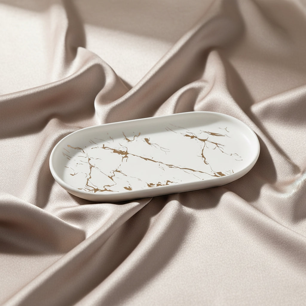 Marble Vanity Tray | Gold Veining THE HUBBELL COLLECTIVE