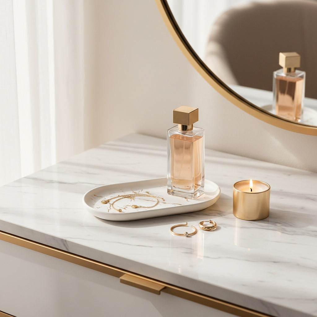 Marble Vanity Tray | Gold Veining THE HUBBELL COLLECTIVE