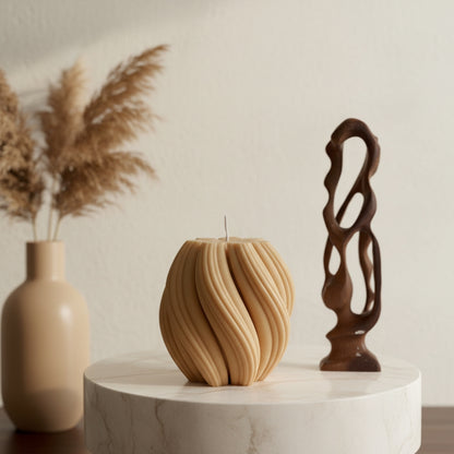 Sculptural Swirl Pillar Candle | THE HUBBELL COLLECTIVE