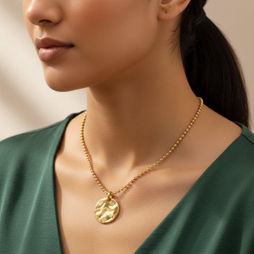 Circle Coin Pendant Necklace in 18K Gold | THE HUBBELL COLLECTIVE