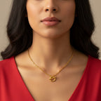 Classic Chain Textured T-Bar & Ring Pendant Necklace in Gold | THE HUBBELL COLLECTIVE