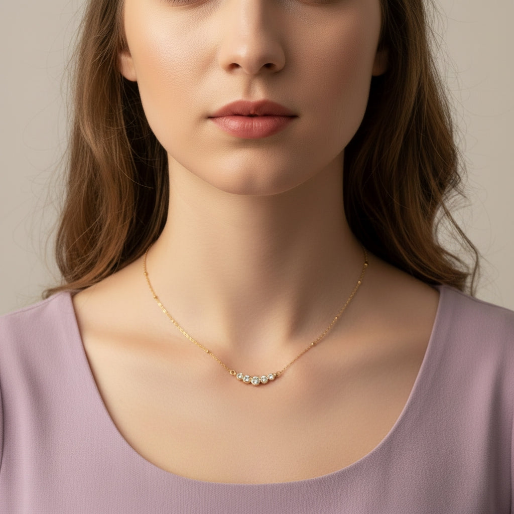 Pavé Pendant Beaded Necklace in Gold | THE HUBBELL COLLECTIVE