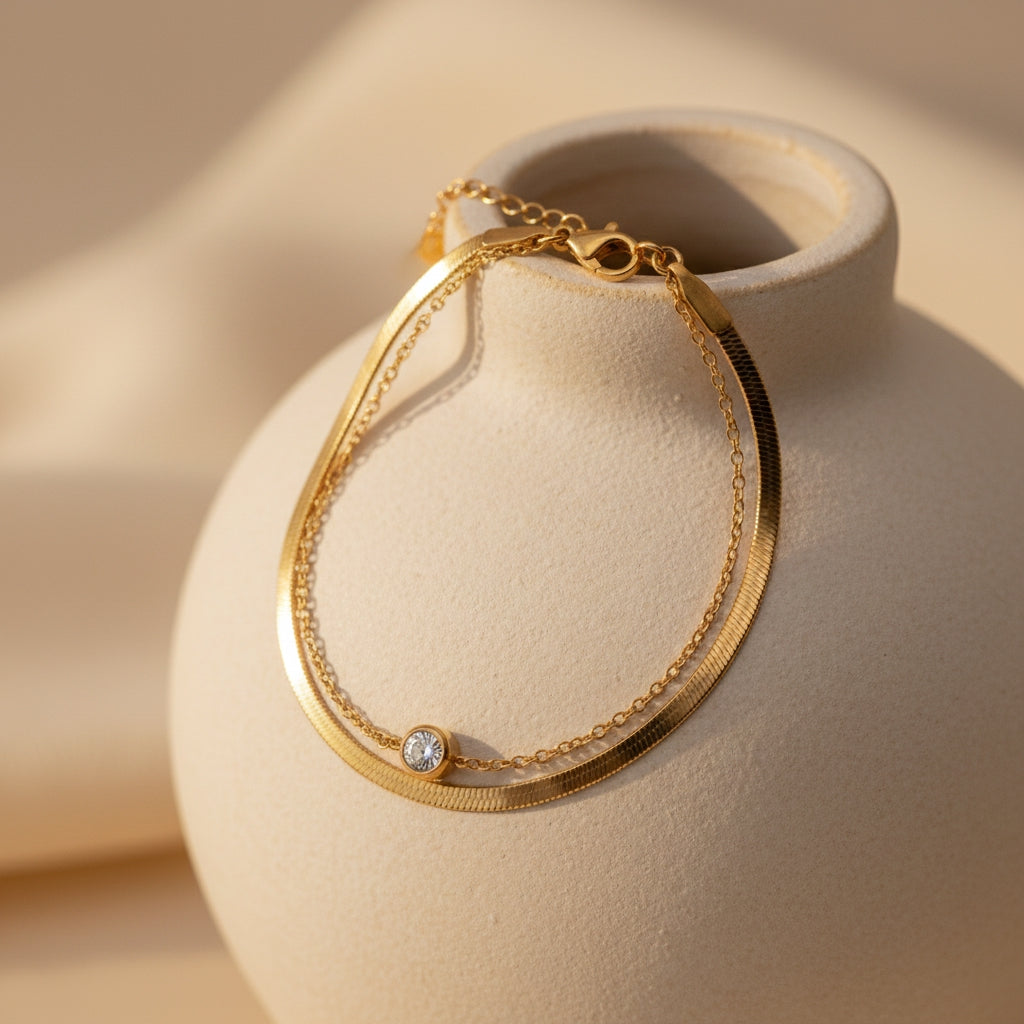 Diamond Duo Double Chain Bracelet | THE HUBBELL COLLECTIVE