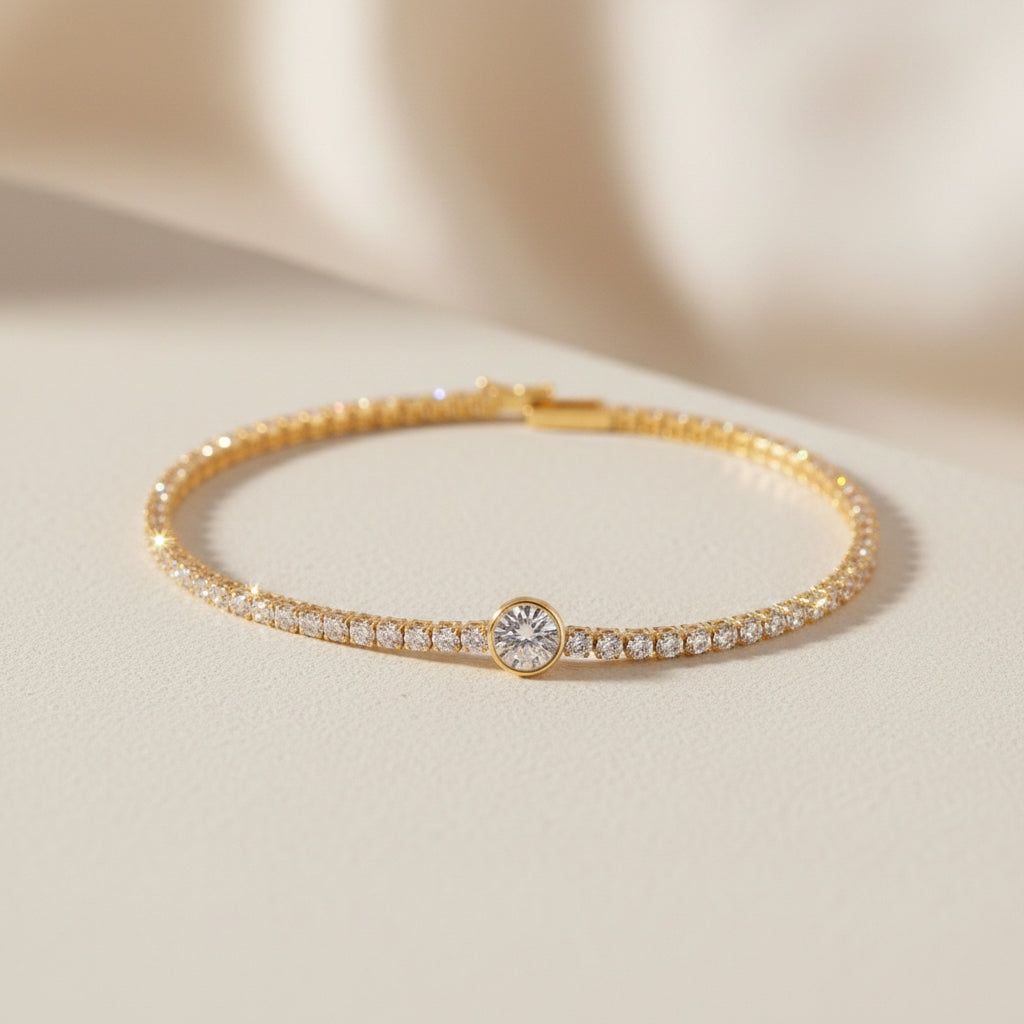 Luxury Zirconia Tennis Bracelet in 18K Gold | THE HUBBELL COLLECTIVE