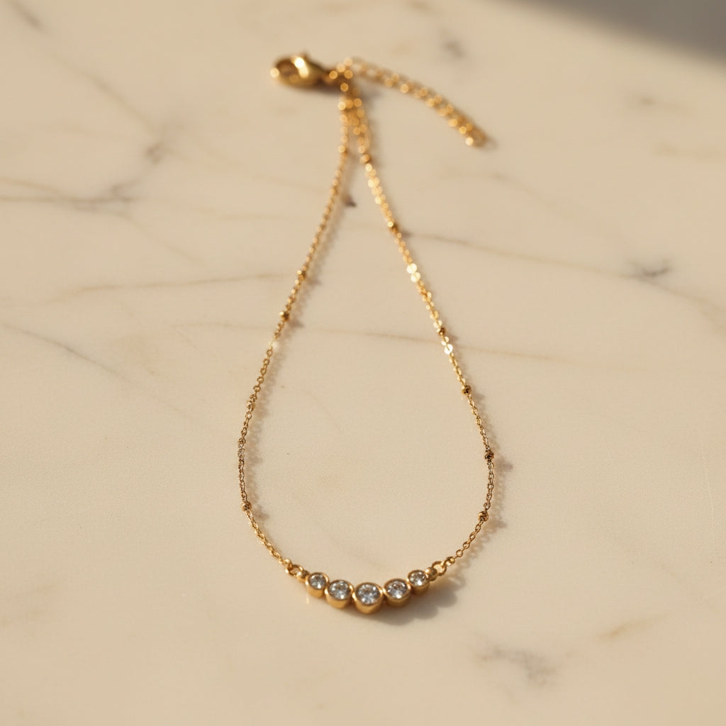 Pavé Pendant Beaded Necklace in Gold | THE HUBBELL COLLECTIVE
