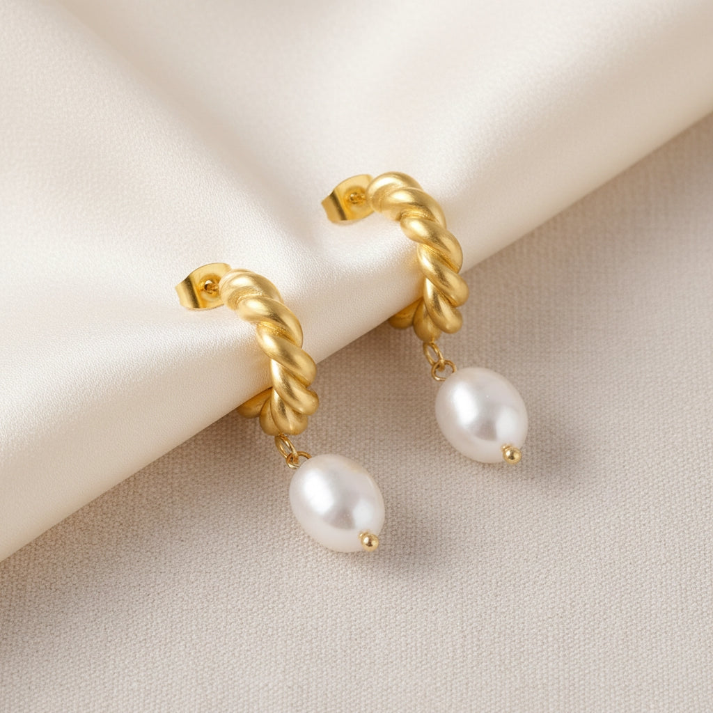 Gold Pearl Crescent Drops | THE HUBBELL COLLECTIVE