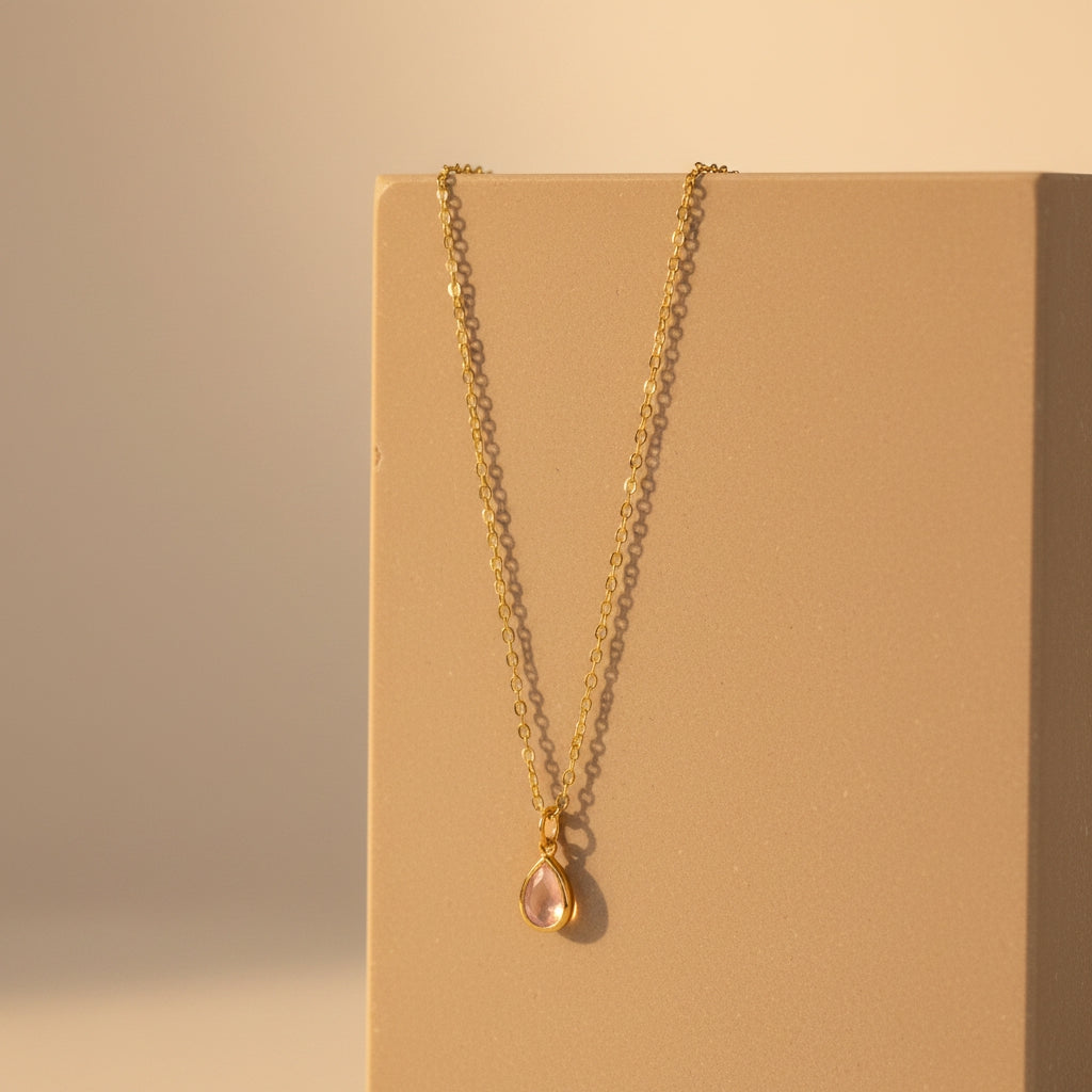 Posie Blush Pink Teardrop Pendant Necklace | THE HUBBELL COLLECTIVE