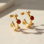 CRIMSON PEARL | 18K Gold Crescent Earrings | THE HUBBELL COLLECTIVE