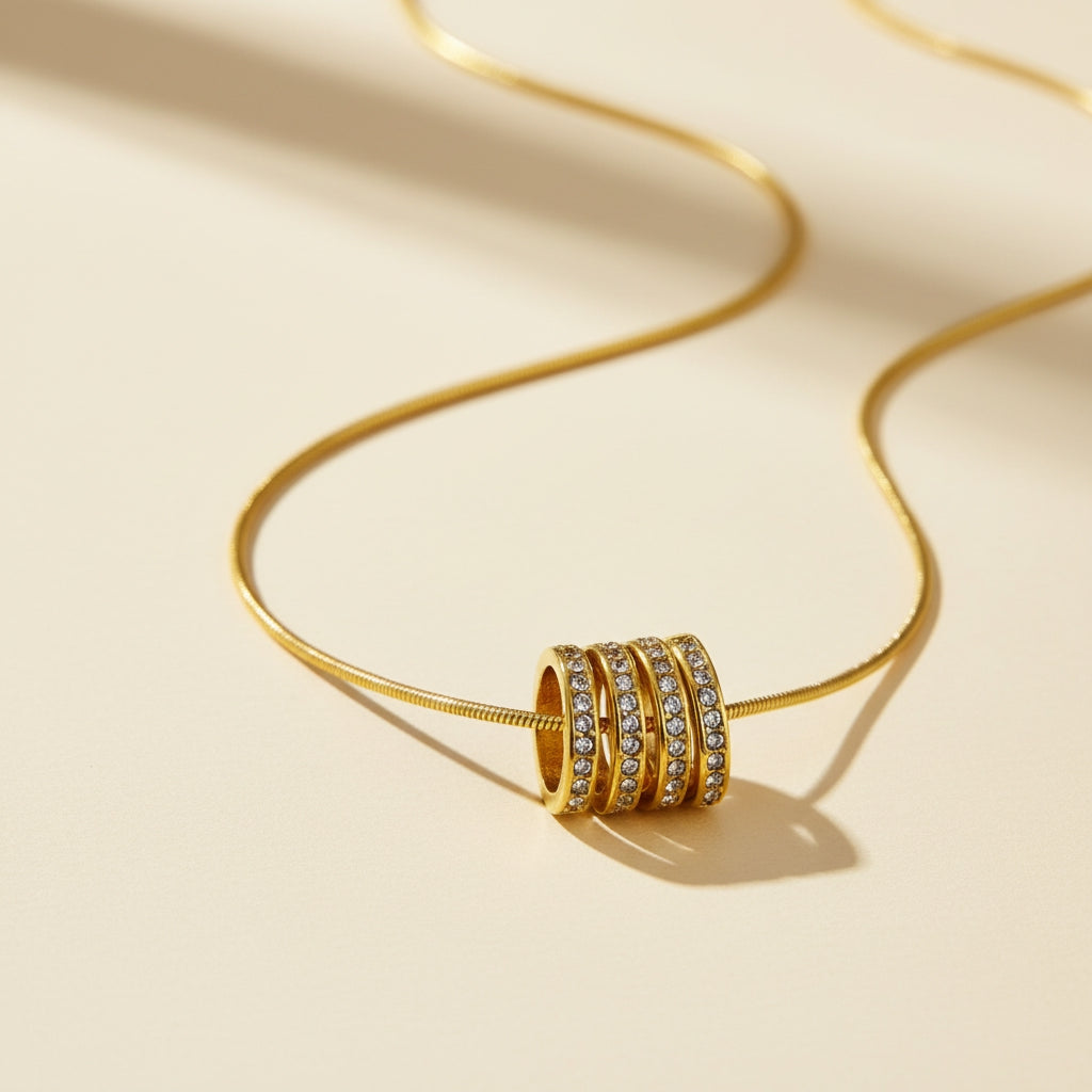 GARNA Textured Chain Necklace with Crystal Charms | THE HUBBELL COLLECTIVE