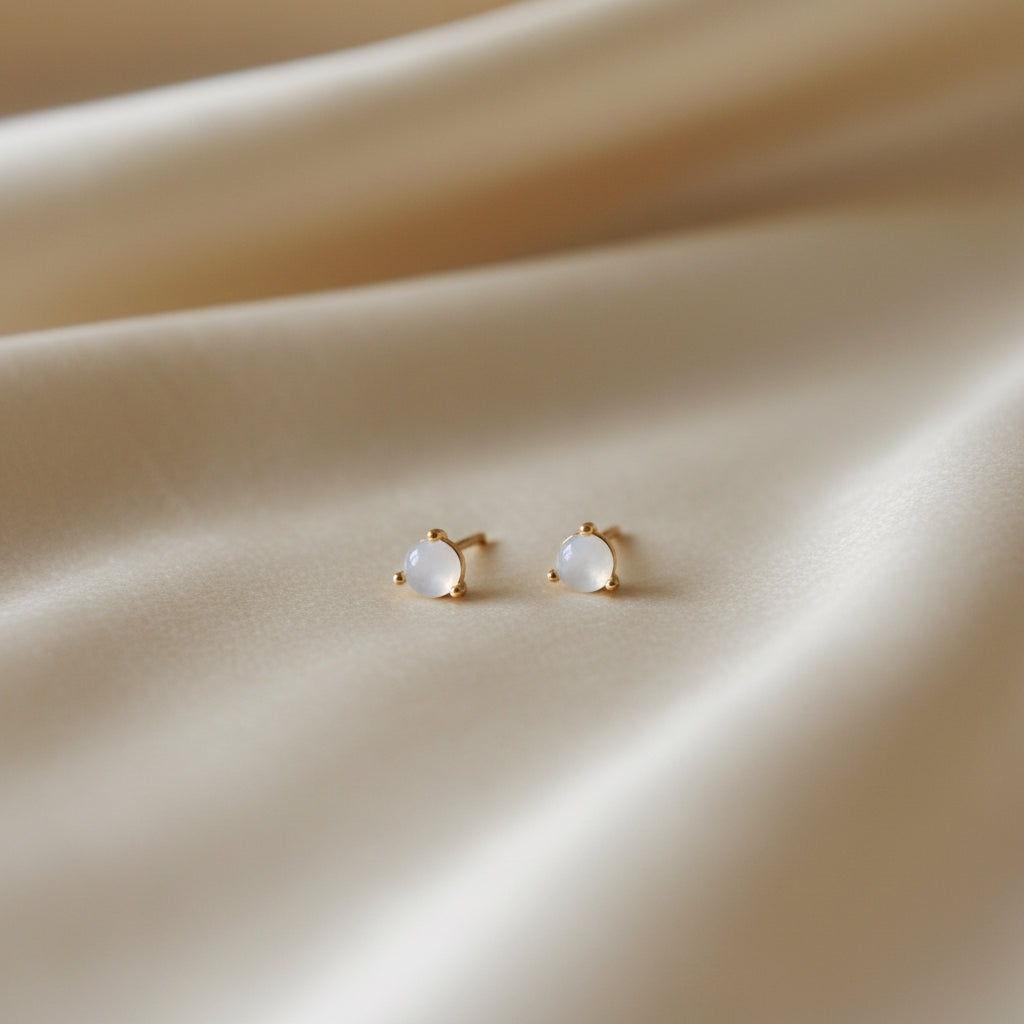 Rose Quartz Dainty Stud Earrings | THE HUBBELL COLLECTIVE