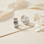 Etched Wide Mini Hoop Earrings in White Gold | THE HUBBELL COLLECTIVE