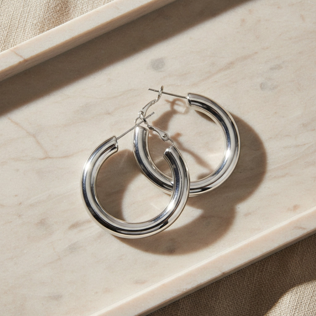 Semi-Wide Essential Hoop Earrings | THE HUBBELL COLLECTIVE
