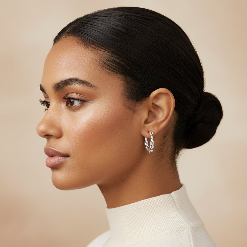 HÉRA Textured Twisted Sterling Silver Hoop Earrings | THE HUBBELL COLLECTIVE