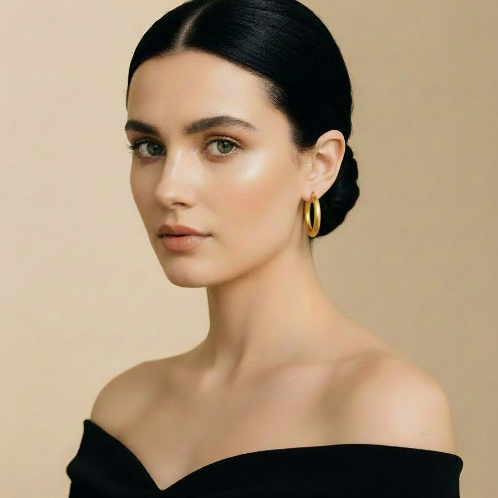 JUNKA Basket Weave Hoop Earrings in Gold | THE HUBBELL COLLECTIVE