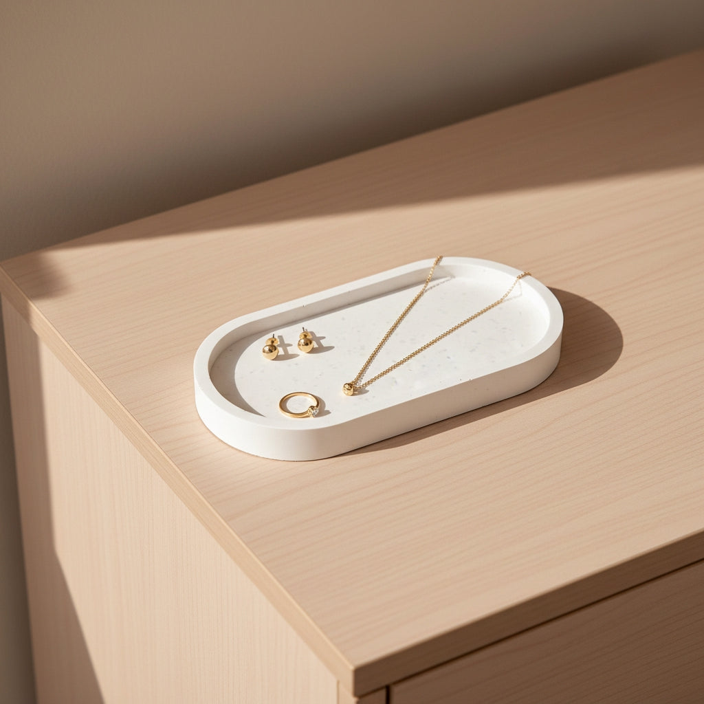 Handmade Jesmonite Oval Trinket Tray | THE HUBBELL COLLECTIVE